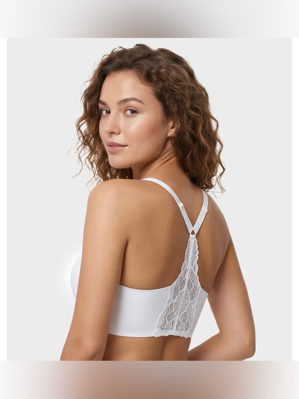 Smooth White Lace-Back Bralette